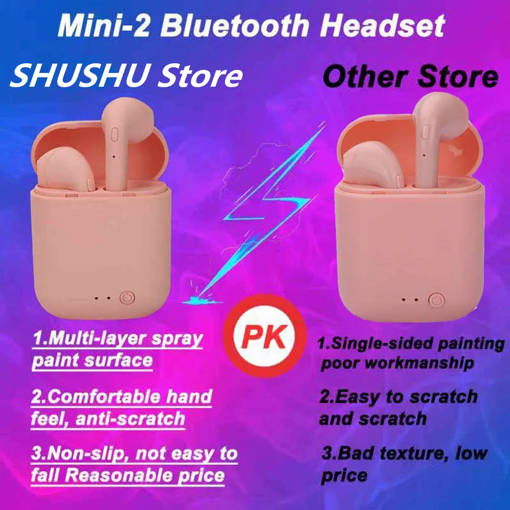 Mini-2 Bluetooth Wireless Earphones Headset Sport Earbuds Waterproof Earpieces For Iphone Huawei Xiaomi OPPO TWS Music Headphone