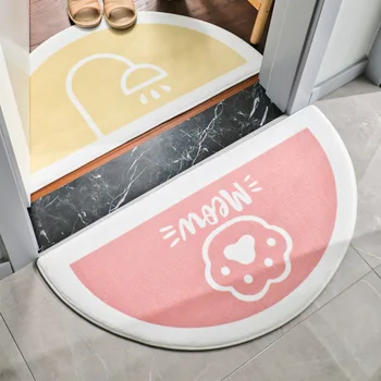 

Print Fruits Semicircle Half Round Carpet Soft Non-slip Bathroom Floor Mat Table Area Rug