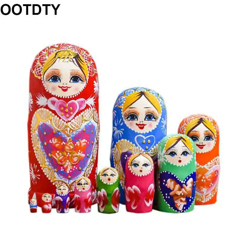 

10 Layers / Set Matryoshka Wooden Russian Nesting Doll Desktop DecorChildren Christmas Gifts