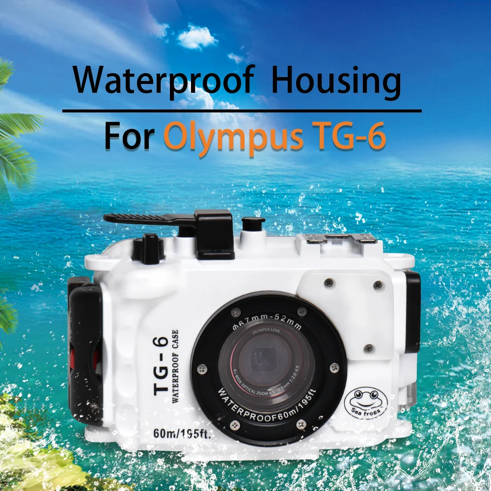 Original Seafrogs Waterproof Camera Housing for Olympus TG-6 TG6 Camera 60m 195ft Underwater Diving Case Bag Polycarbonate