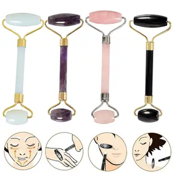 

Natural Rose Quartz Facial Massage Crystal Stone Face Jade Massager Crystal Roller Skin Care Roller Wrinkle Removal Beauty Tool