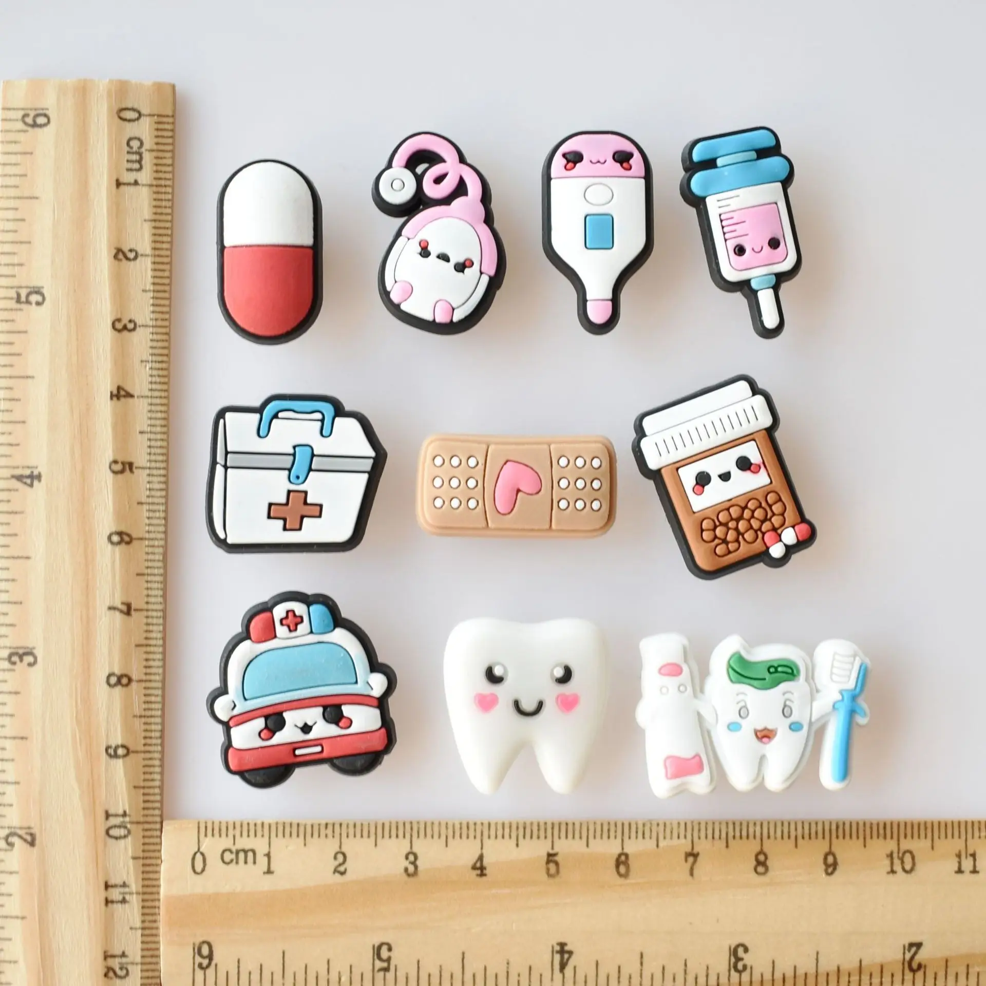 CSBL Cartoon Medical Shoe Ornament Removable PVC Flexible Glue Buckle Eva Sandals Croc Ornament Embroidery Shoes Decorations