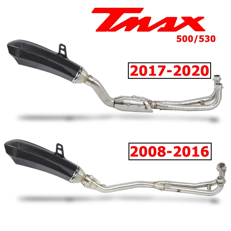 US $76.96 Slipon for Yamaha TMAX 500 TMAX530 20082019 Exhaust Headers Elbow Front Pipe with Carbon Fiber Muffler Escape DB Killer