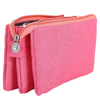 

Super Capacity Pencil Case Three Compartment Pencil Holder Pencil Pouch Pen Bag Cosmetic Bag (Rosered)