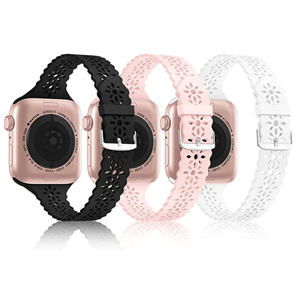 Ремешок силиконовый для Apple Watch Band 41/45/42/44/38/40 мм тонкий спортивный сменный Браслет