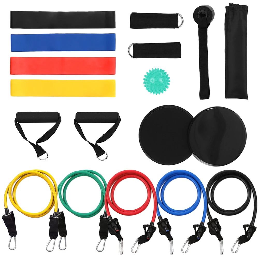 

18Pcs Resistance Bands Set Workout Fintess Exercise Rehab Bands Loop Bands Tube Bands Door Anchor Ankle Straps Cushioned Handles