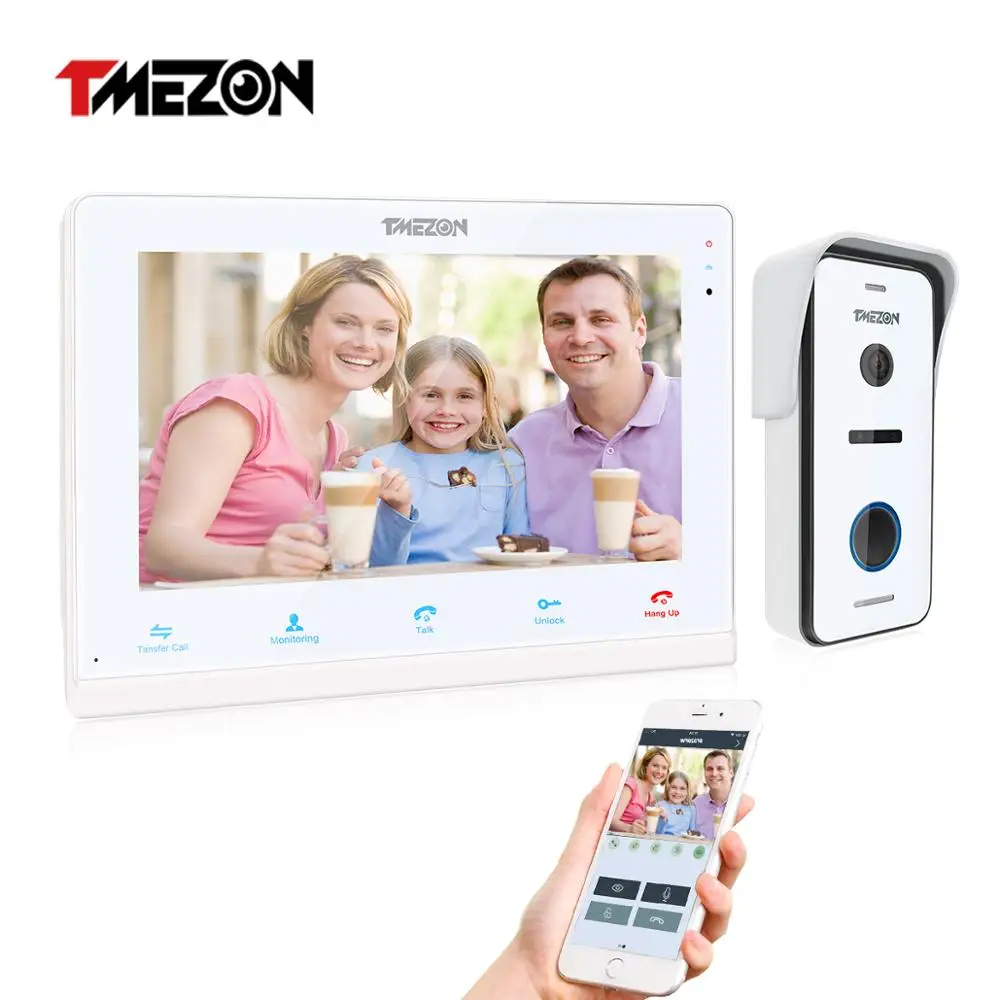 TMEZON 10 Inch Wireless Wifi Smart IP Video Doorbell  Intercom SystemTouchscreen Monitor with 720P Wired Door Phone Camera Tuya