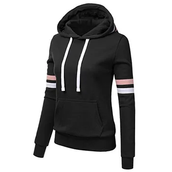 

Coat women's sweatshirt худи hoodies толстовки sports Stripe Sweatshirt Long Sleeve Blouse Hooded Pocket Pullover Tops Shirt h4
