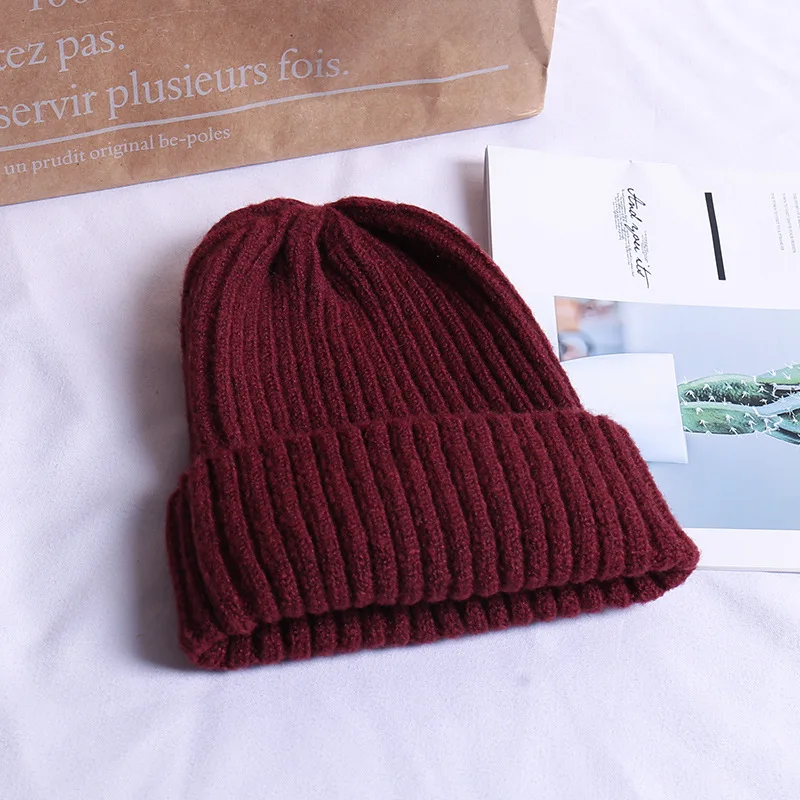 Fashion winter hat mohair male lady curling knit hat outdoor travel Unisex windproof warm wool knit hat - Цвет: Red wine