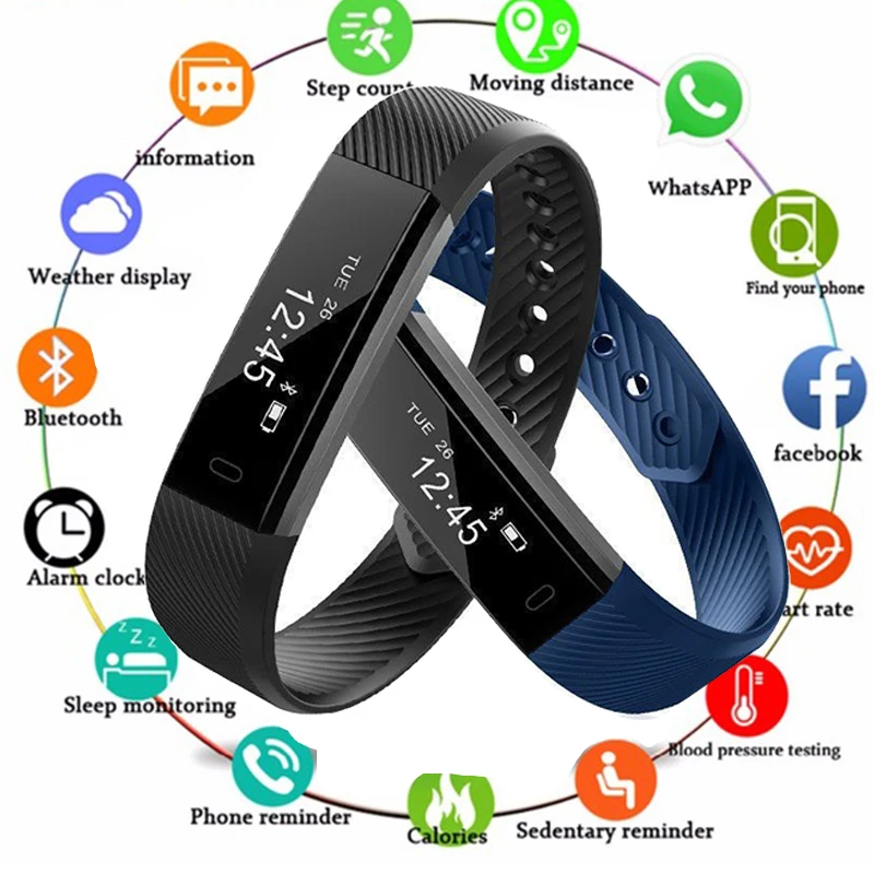 

Smart Bluetooth Connected Pedometer Fitness Tracker Fit For Women Men Kids Watch Sleep Bracelet Wristband Bit Fitness Smartband