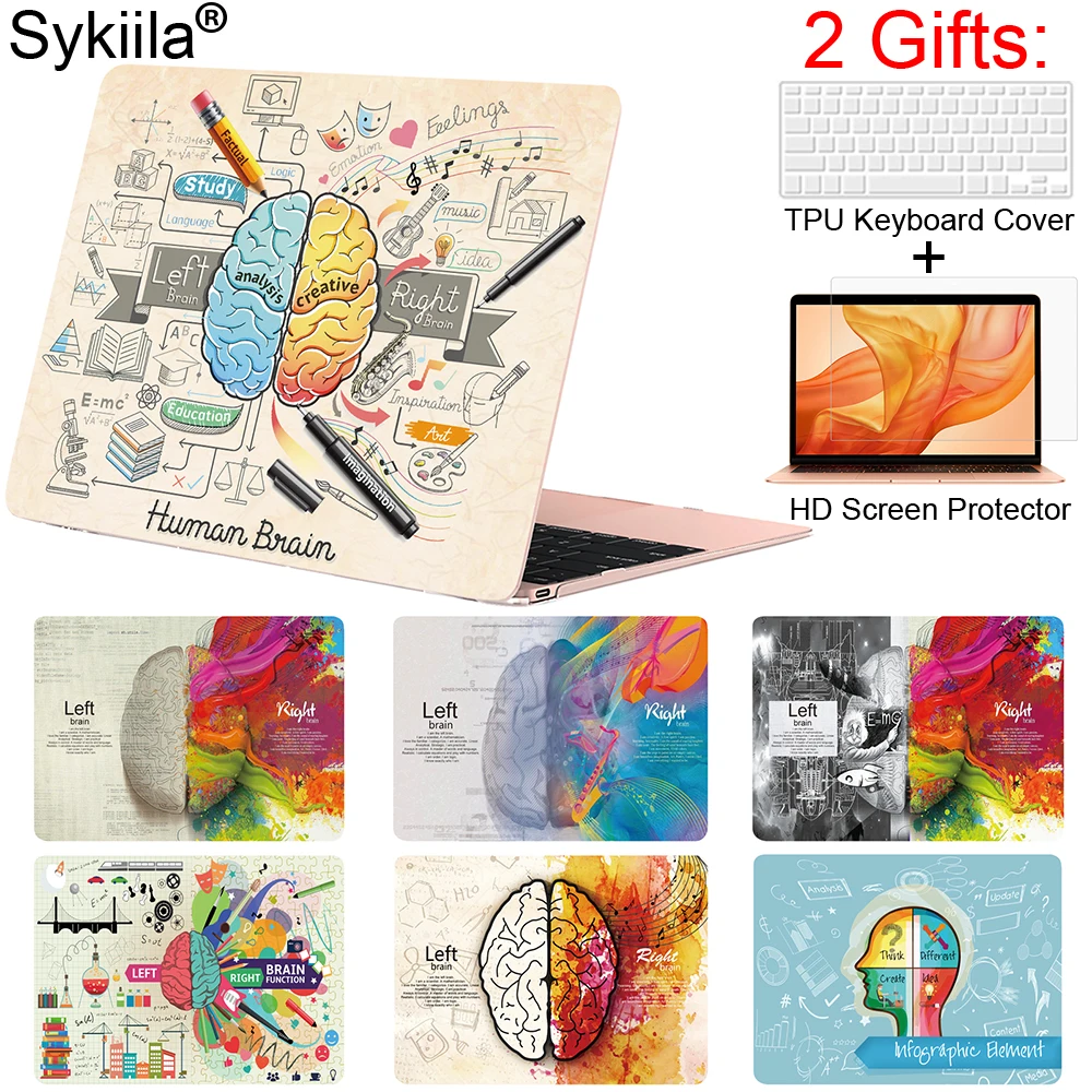 

Sykiila for Macbook Air 13 inch 11 Case Brain Cover Pro 13 15 12 Retina Shell Screen Keyboard Protector Touch Bar Art Print Art