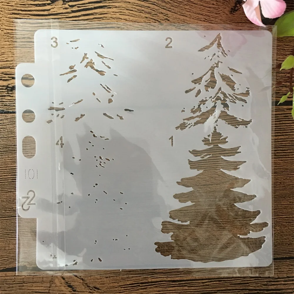 

Рождественская Снежная сосна, 14x13 см, сделай сам, слойные трафареты, рисунок, строительный шаблон