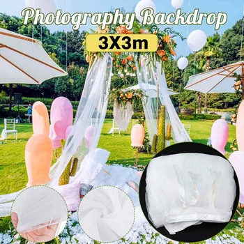 

3X3m Pure White Marriage Yarn Tulle Roll Sheer Crystal Organza Fabric Birthday Event Party Supplies for Wedding Decoration