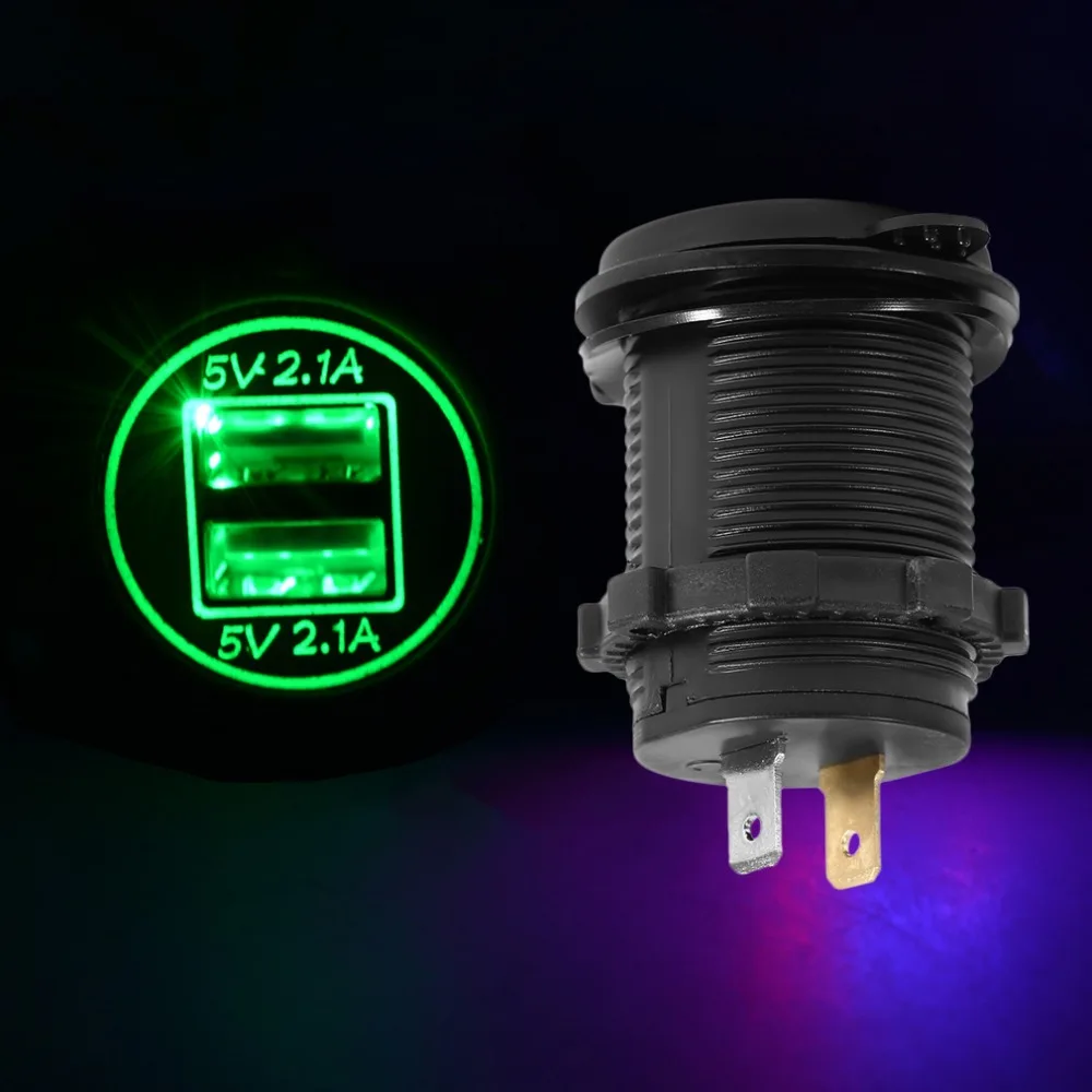 4.2A автомобильное зарядное устройство с двумя USB разъемами для телефона светодиодный измеритель напряжения Вольтметр для мотоцикла автомобильный переключатель для грузовиков панель