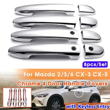 

8 Pcs Chrome Car Door Handle Cover accessories color carbon fiber For MAZDA 2 3 6 CX-3 CX-5 2013 2014 2015 2016 2017 2018