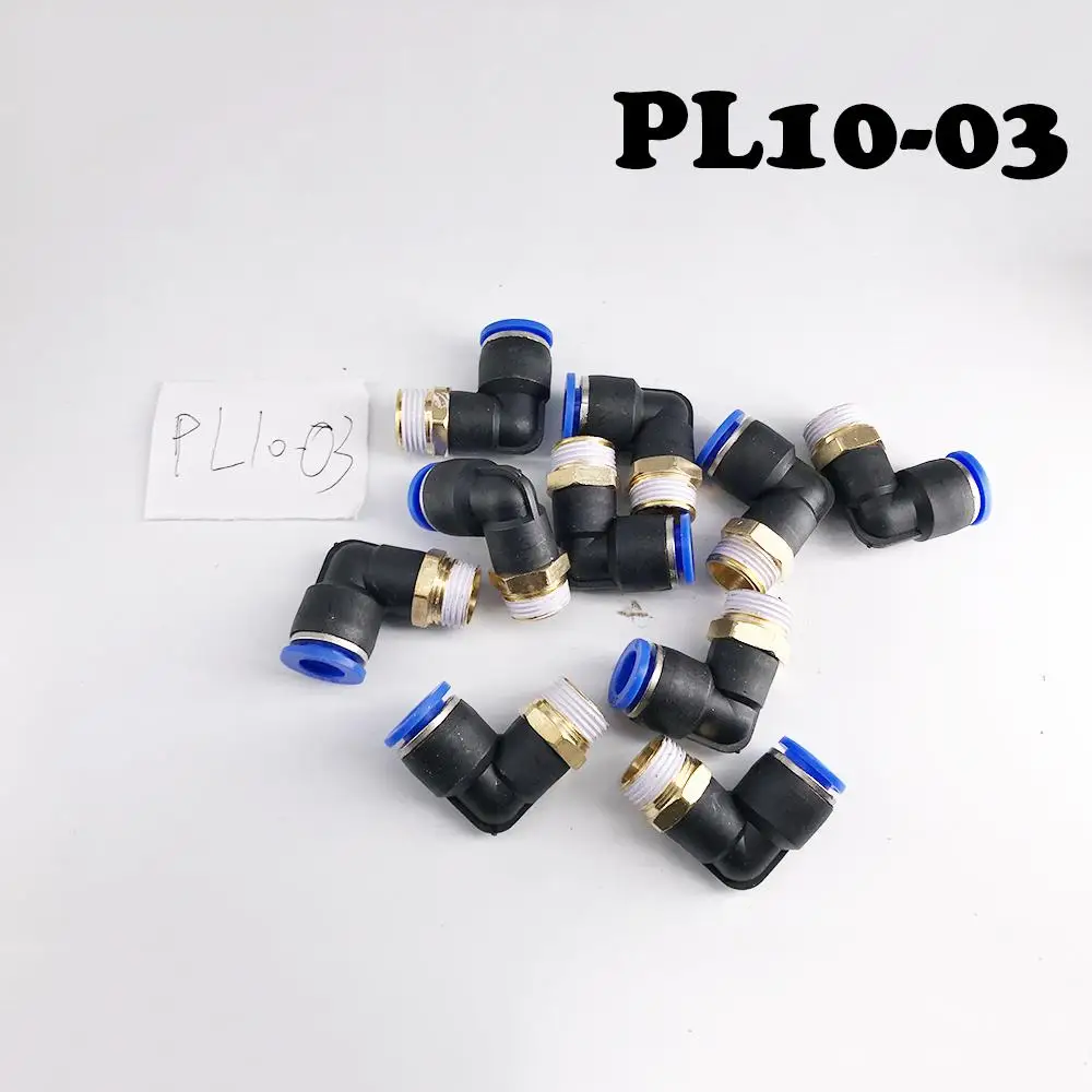 

Free Shipping 20PCS/Lot PL10-03 10mm to 3/8\"PU tracheal joint,pneumatic right Angle joint pl10-03.