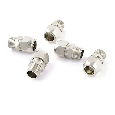 

5 Pieces Silver Tone 1/4" PT Male Threaded Adapter Pipe Quick Joint Connector