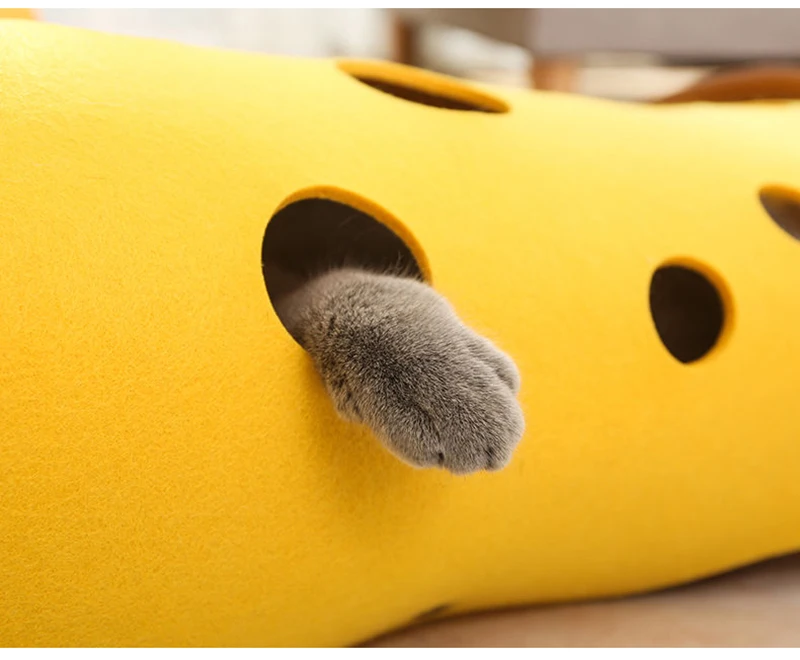 2 In 1 Cat Tunnel Toy Foldable and Stitchable Toys Felt Cat Nest Funny Pet Interactive Rolling Tubes Washable Cat House