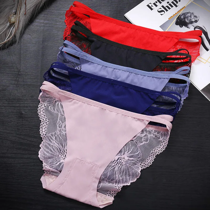 

Patchwork Sexy Lace Panties Women Underwear Transparent Floral Panties Briefs for Female Lingerie Underpants Solid Color Pantys