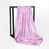 Foulard Hijab en Satin de Couleur Unie pour Femme, Châle Carré de 90cm pour Cheveux