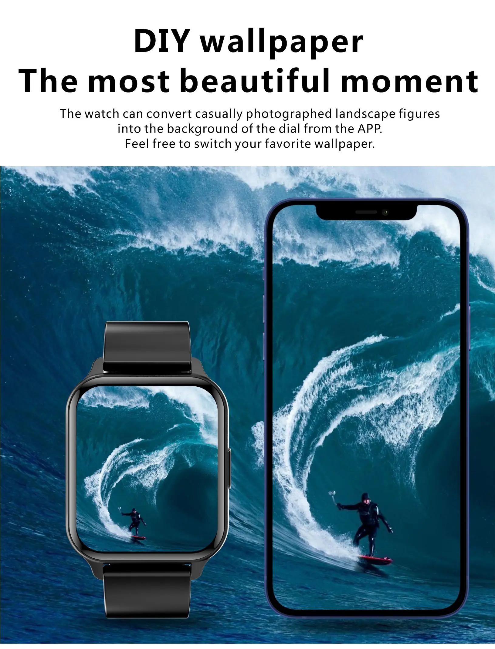 2022 Body temperature,Health monitoring of heart rate, blood pressure and blood oxygen，Music control ,IP68 Smartwatch