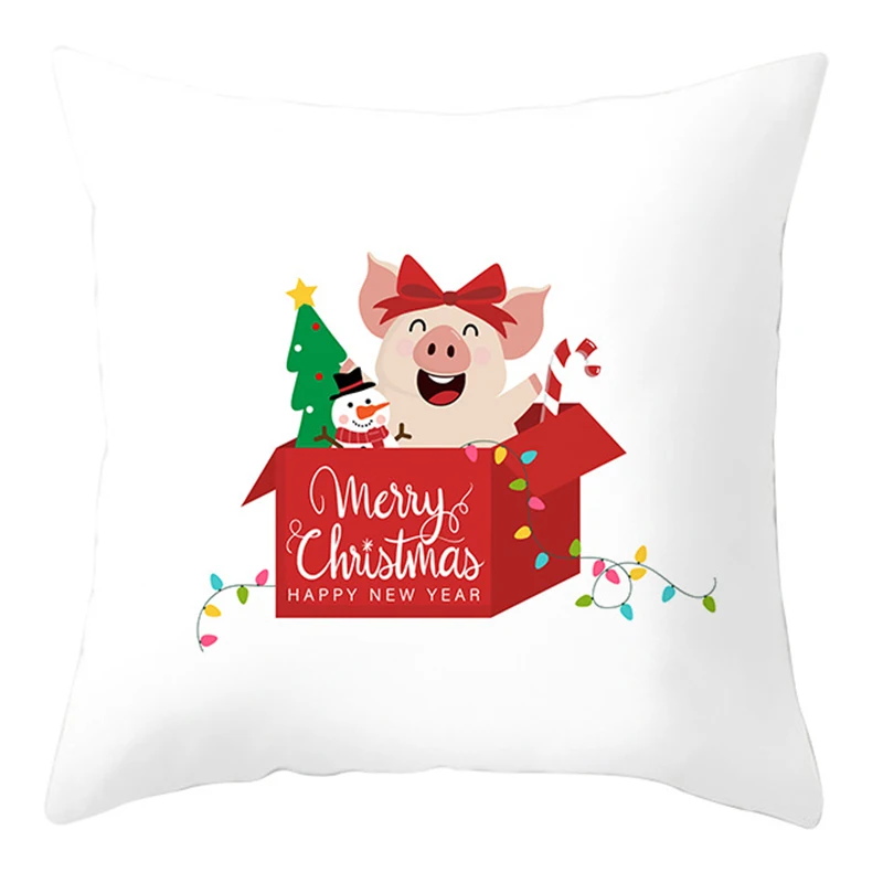 Чехол для подушки с рисунком Санта-Клауса, оленя, щенка, милые наволочки с рождественскими узорами, декоративный чехол для подушки из полиэстера, чехол для подушки - Цвет: 281A