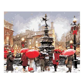 

Paint For Adults and Kids DIY Oil Painting Kits Pre-Printed Canvas Snow Scene