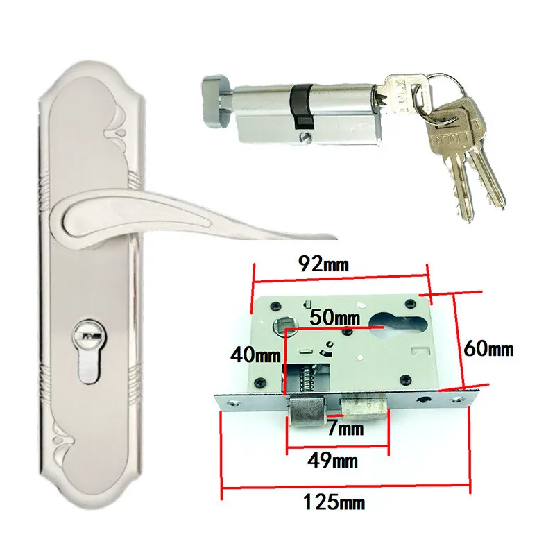 1 комплект прочная дверь ручка замок цилиндр Передний Задний рычаг защелка Домашняя безопасность w/ключи Двойная защелка Двери Комнаты Панели безопасности замки - Цвет: As shown