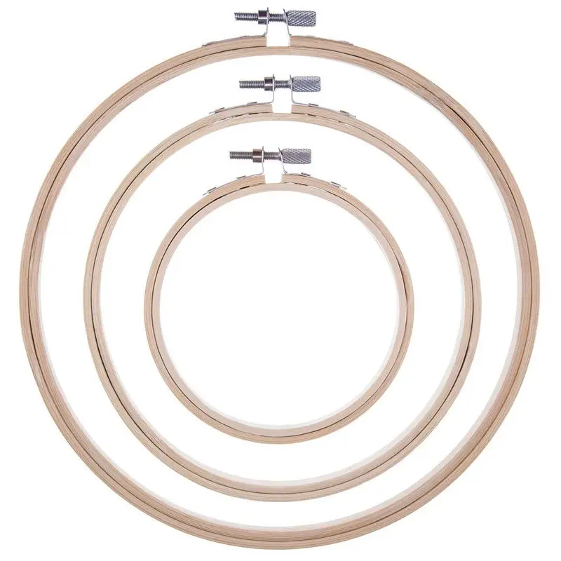 

3 Pieces Embroidery Hoops Bamboo Circle Cross Stitch Hoop Ring Set for Art Craft Handy Sewing, 3 Sizes