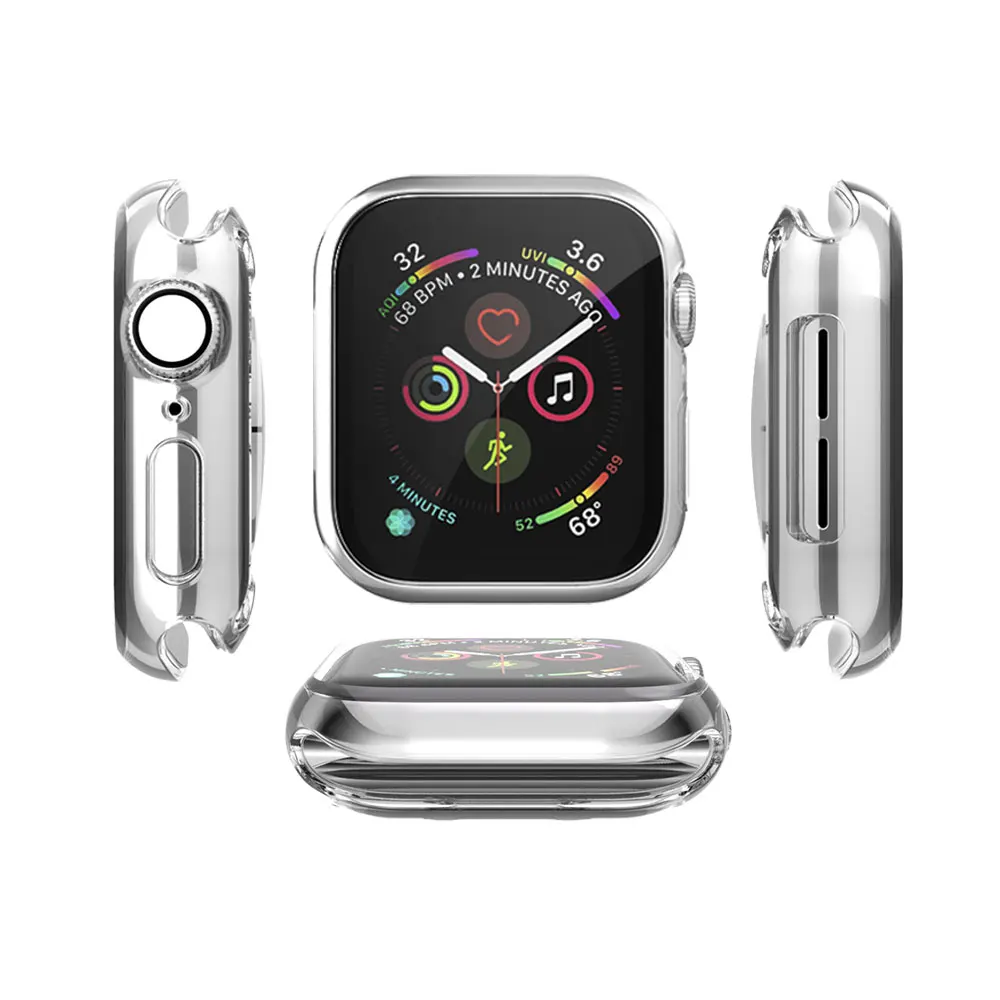 Чехол для часов Apple Watch 4 5 3 2 44 мм 40 42 38 мягкий 360 тонкий чистый ТПУ Защита экрана iWatch