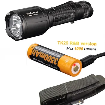 

Fenix TK25 R&B 1000 Lumen Multi-Color White Red & Blue LED Tactical Flashlight with ARB-L18-3500U 18650 Battery
