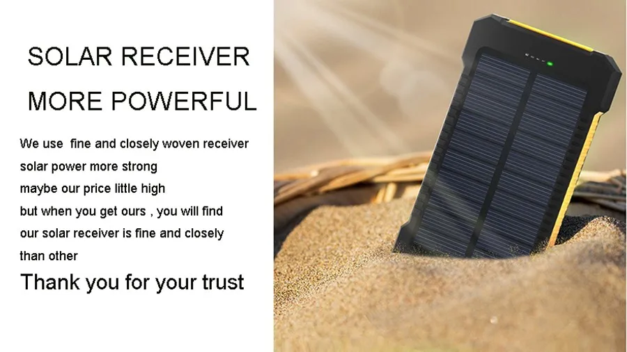 powerbanks Top Solar Power Bank Waterproof 50000mAh Solar Charger 2 USB Ports External Charger Powerbank For Xiaomi iphone with LED Light portable wireless charger