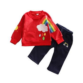 

Fashion Autumn Winter Baby Boys Girls Clothes New Children Thick T Shirt Pants 2Pcs/set Toddler Casual Clothing Kids Tracksuits
