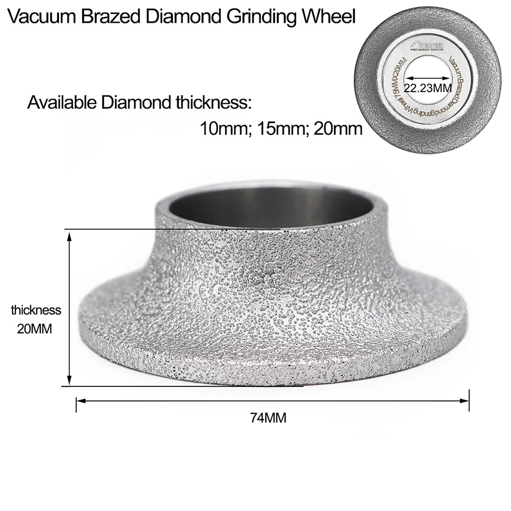 SHDIATOOL Dia75mmX20mm Profile Wheel For Demi-bullnose Edge, Vacuum Brazed Diamond Grinding Wheel