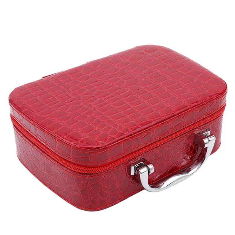 Косметичка, косметичка, женский красивый чехол, женская сумка из искусственной кожи, большая емкость, органайзер, коробка, Дорожный чемодан для туалетных принадлежностей, косметичка - Цвет: Red