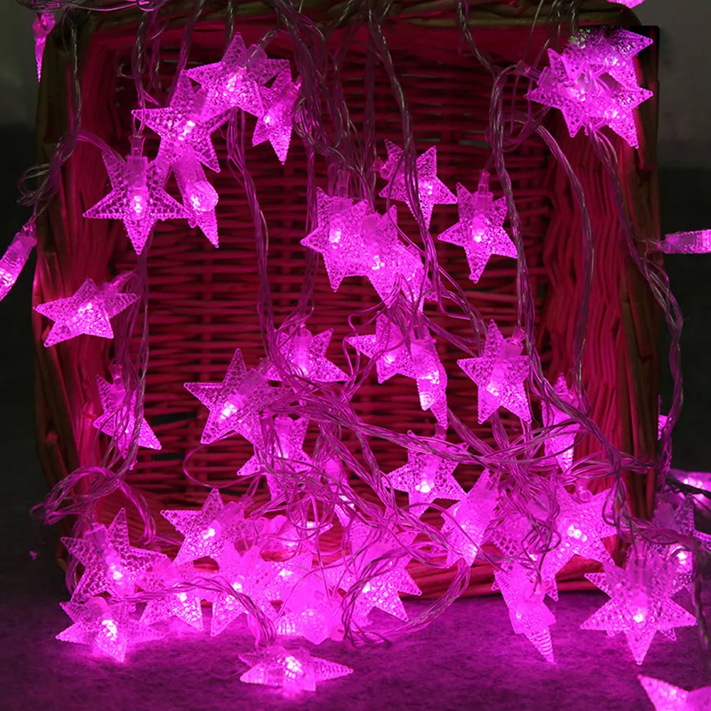 Светодиодный светильник для праздника, гирлянда 2 м 10, светодиодный кристально чистый Звездный Сказочный свет, подвесной светильник для девочек, Свадебная вечеринка, наружная декоративная лампа - Испускаемый цвет: Фиолетовый