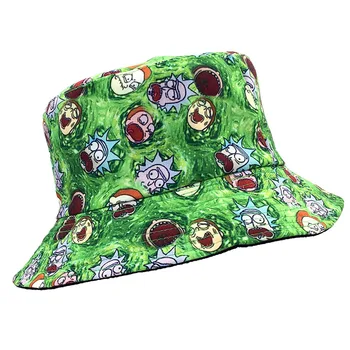 

Two Side Reversible Rick and Morty Bucket Hats Fishing Caps Women Men Costume Anime bob hat summer fashion panama lovers hat