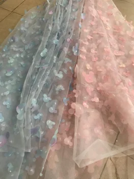 

CiCi-59.6806 embroidered Mesh Tulle fabric Factory price sequins Nigerian lace fabrics