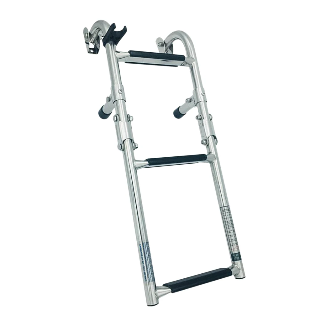 Marine Boat Stainless Steel 3 Step Telescopic Ladder - Folding Ladder for Swim Step Over Platform