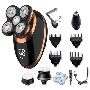 

Electric Shavers for Bald Men 4D Electric Razor 5 in 1 Nose Beard Trimmer Hair Clipper Shaving Kit USB Rechargeable