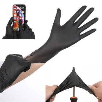 

100Pcs Disposable Latex Gloves Nitrile Experimental Household Food Protective Gloves Beauty Catering Cleaning Gloves Black