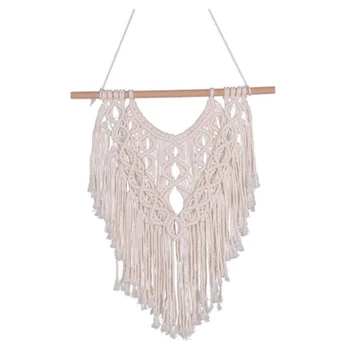 

Wall Hanging Macrame Curtain Bohemian Hand Woven Tapestry Perfect Door Curtain Macrame for Bedroom Decoration 40 x 48cm