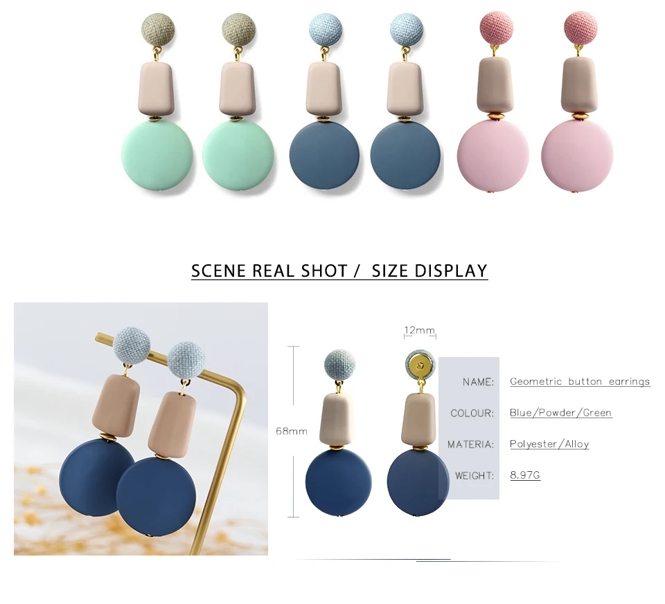 Hb42aea1678e54d6caf3bcffcfc2b7c6bX - BICUX New Fashion Wood Dangle Drop Korean Earrings For Women Geometric Blue Acrylic Earring 2019 Bohemia Wedding Brincos Jewelry