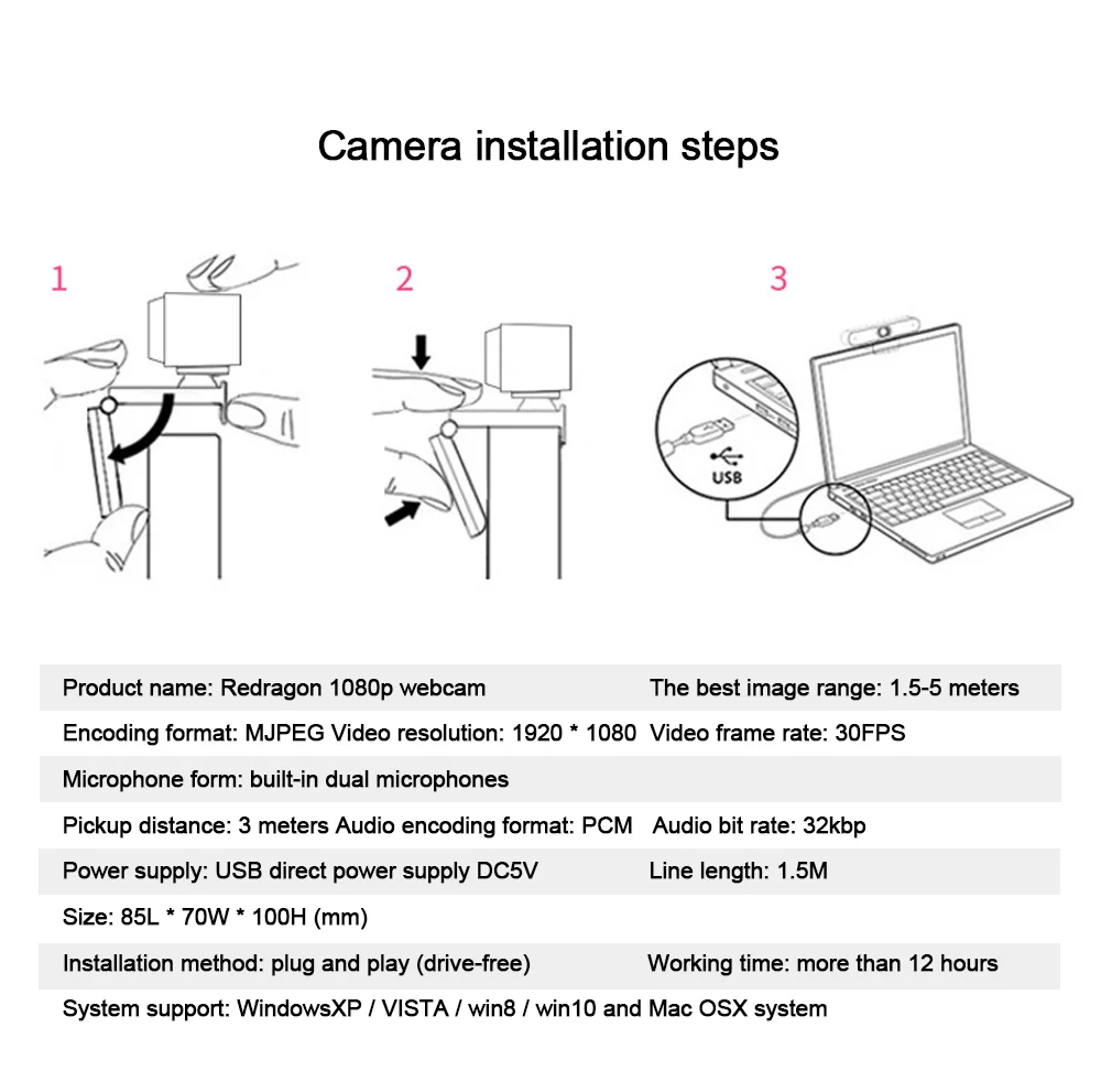 backup camera mirror REDRAGON GW900 APEX USB HD Webcam autofocus Built-in Microphone 1920 X 1080P 30fps Web Cam Camera for Desktop Laptops Game PC digital rear view mirror