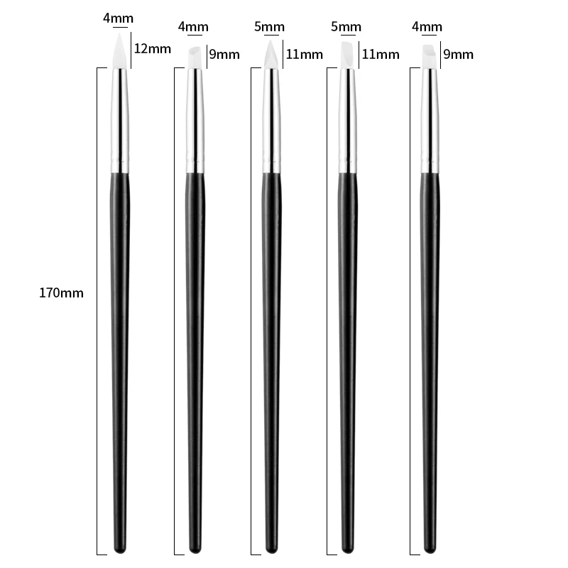 5 шт., силиконовая ручка для дизайна ногтей, кисть для резьбы, тиснение, пустотелая глиняная скульптура, кисть для уф-геля, формовочная глина, точечный лак, набор инструментов для творчества