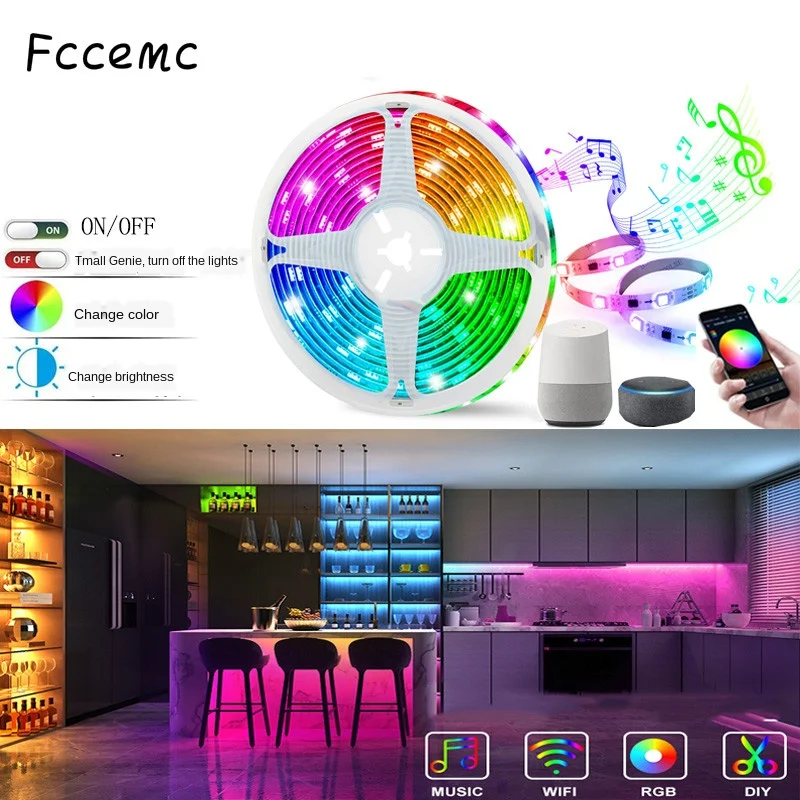 

WIFI smart 32.8 Feet RGB Led Strip Lights, App Control, Music Mode for Bedroom, Room, Kitchen, Party
