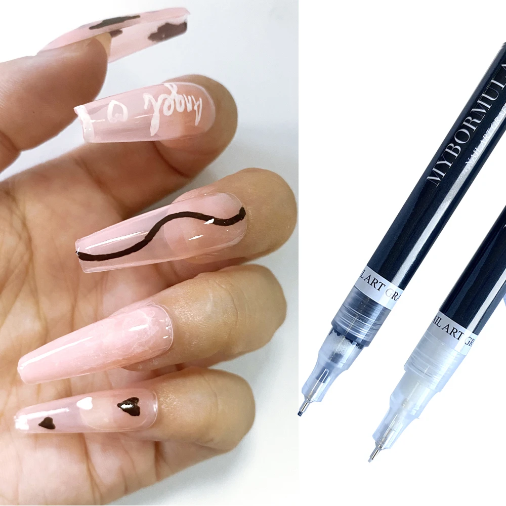 1pcs Balck White Nail Art Pen painting tools gel pens Thin Liner Drawing  Pen Nail Art Manicure Tools nail supplies gel art liner|Nail Polish| -  AliExpress