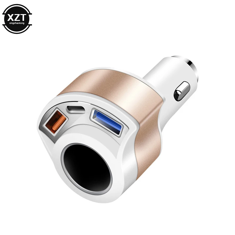 Автомобильное зарядное устройство Dual USB/type-C Разветвитель Прикуривателя быстрое зарядное устройство для Xiaomi автомобильное зарядное устройство для телефона зарядное устройство новейшее - Тип штекера: Gold