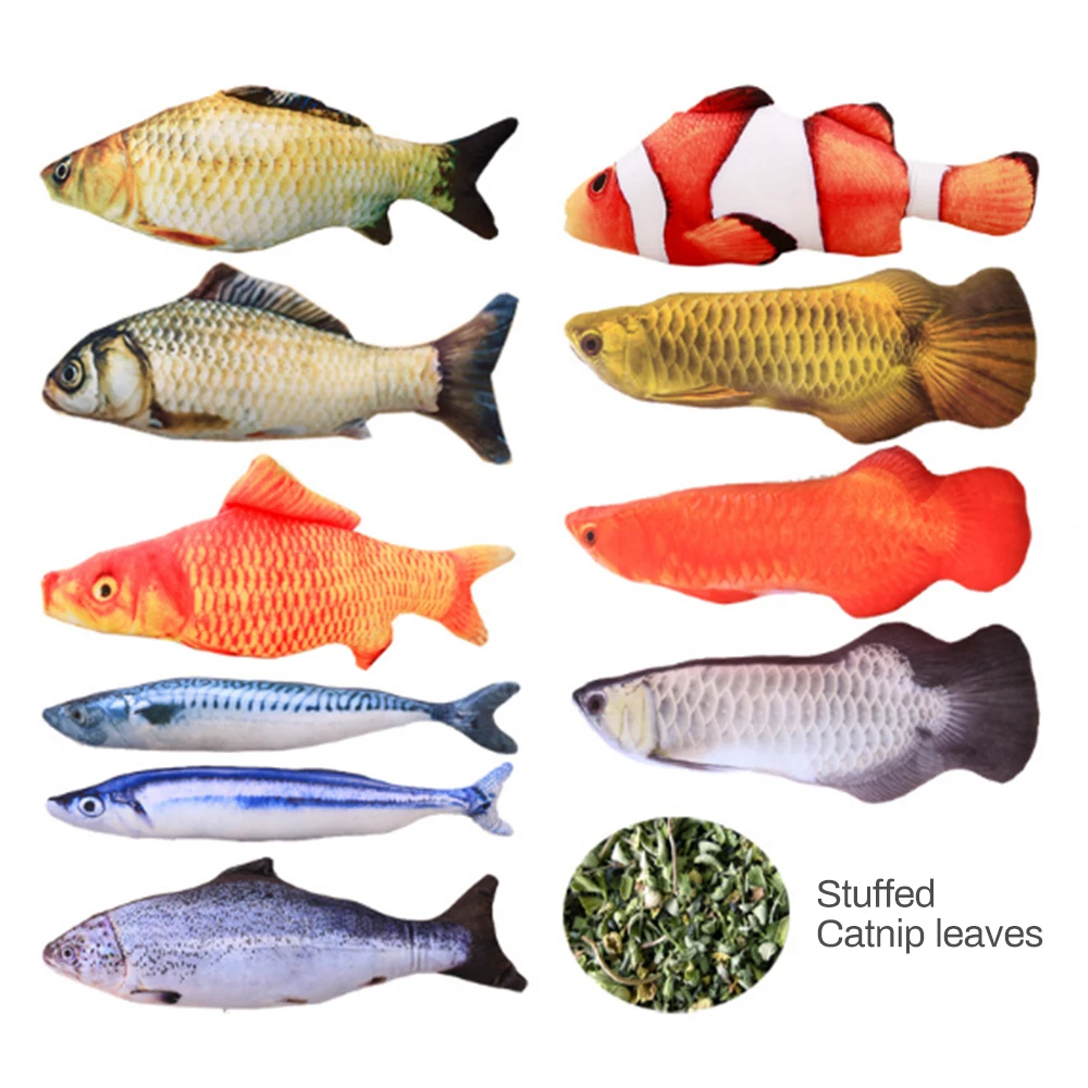 20/30/40CM Plush Pet Cat Simulation Fish Toy Creative Pet Cat Kitten Chewing Playing Toy Biting Supplies Dropshiping