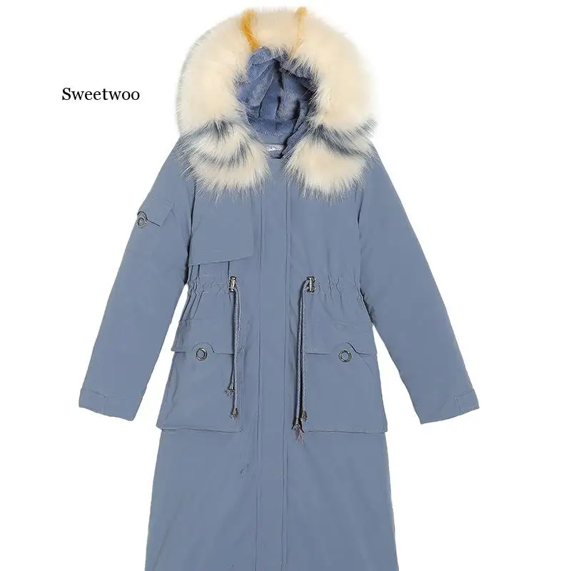 Women X-Long Parkas Jacket Thick Warm Winter Big Fur collar hooded Jacket Coats Winter Casual Parkas Outwear 2020